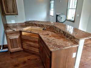 cabinet during installation showing sink opening