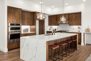 Quartz island in contemporaty kitchen