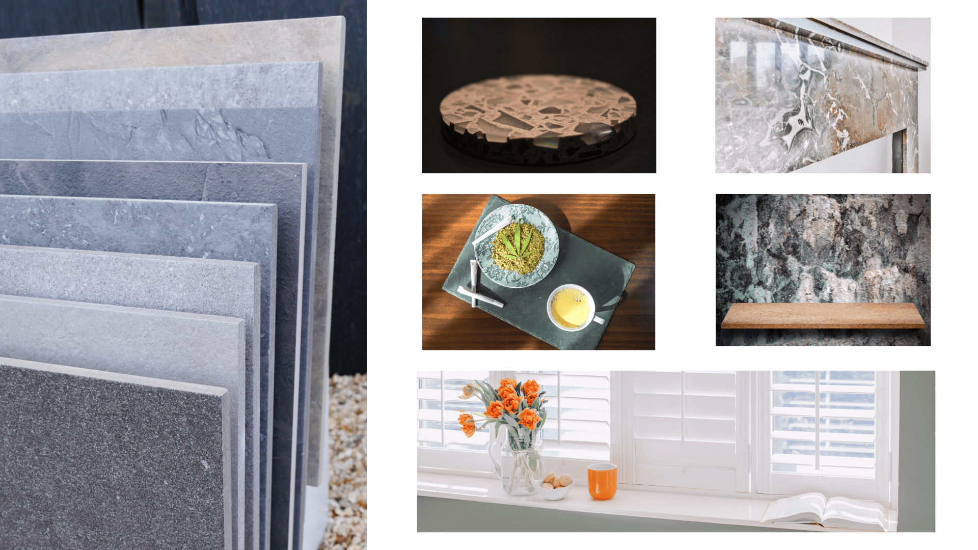 Showing various uses of stone countertop remnants