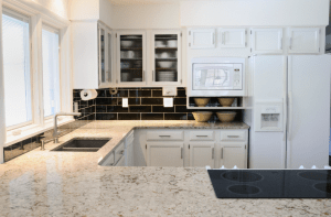 Coordinating stone texture fluidity for a Zen Kitchen